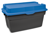 Heavy Duty Stackable Storage Box with Hinged Lid, 132-L, Black/Blue N4Y2 - product image 1