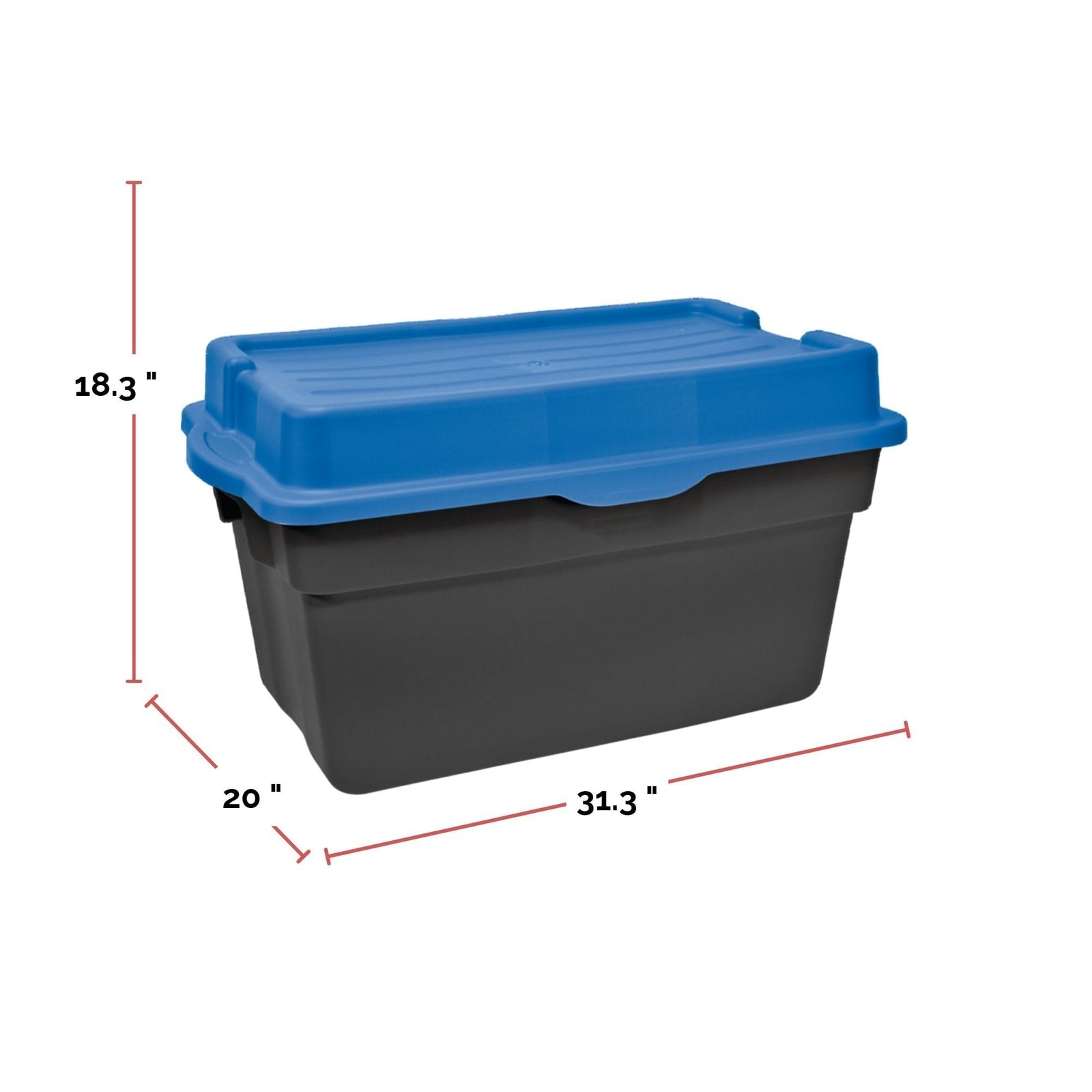 Heavy Duty Stackable Storage Box with Hinged Lid, 132-L, Black/Blue N4Y2 - product image 2