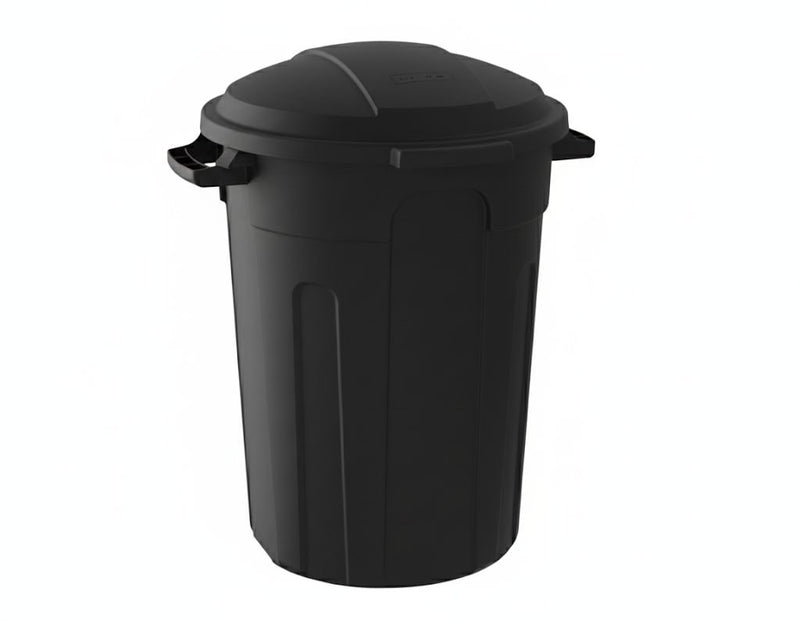 Resin Circular Outdoor Garbage Can with Lid, Black, 121-L G7F0