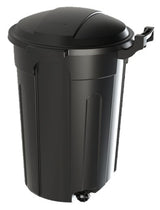 Resin Circular Wheeled Outdoor Garbage Can with Lid, Black, 121-L J0P9 - product image 1