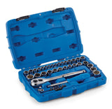 Socket Set, SAE / Metric, CRV, Nickel-Chrome Plating, 41-pc O1Z3 - product image 1