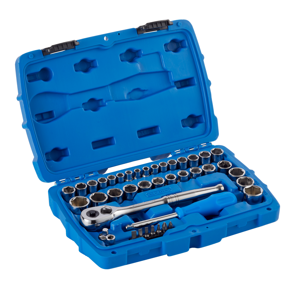 Socket Set, SAE / Metric, CRV, Nickel-Chrome Plating, 41-pc O1Z3 - product image 2