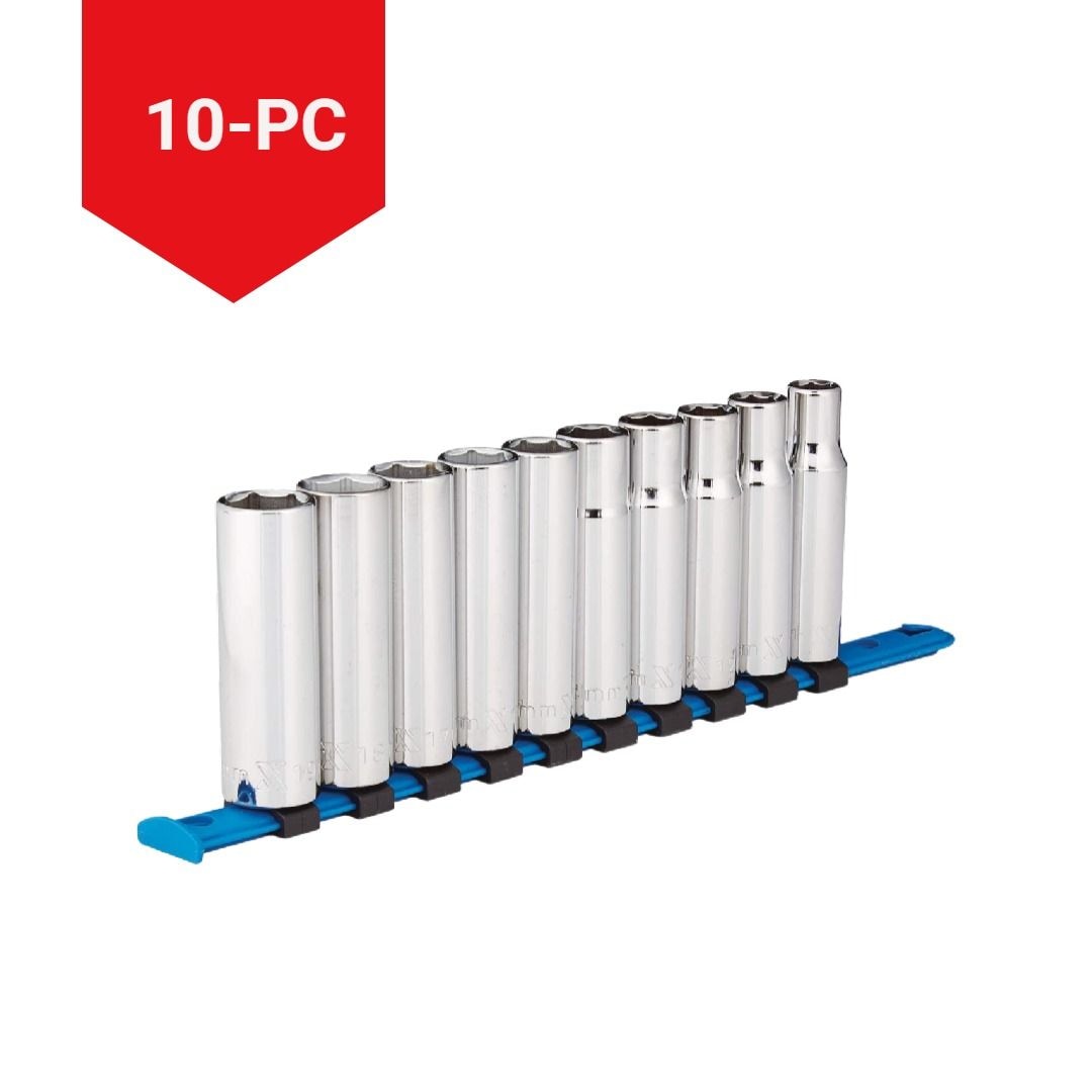 1/2-in Drive 6 Pt. Deep Socket Set, Metric, Nickel-Chrome Plating, 10-pc D6E4 - product image 3