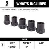 1/2-in Drive Impact Bolt & Nut Remover Set, 5-pc V9H2 - product image 3
