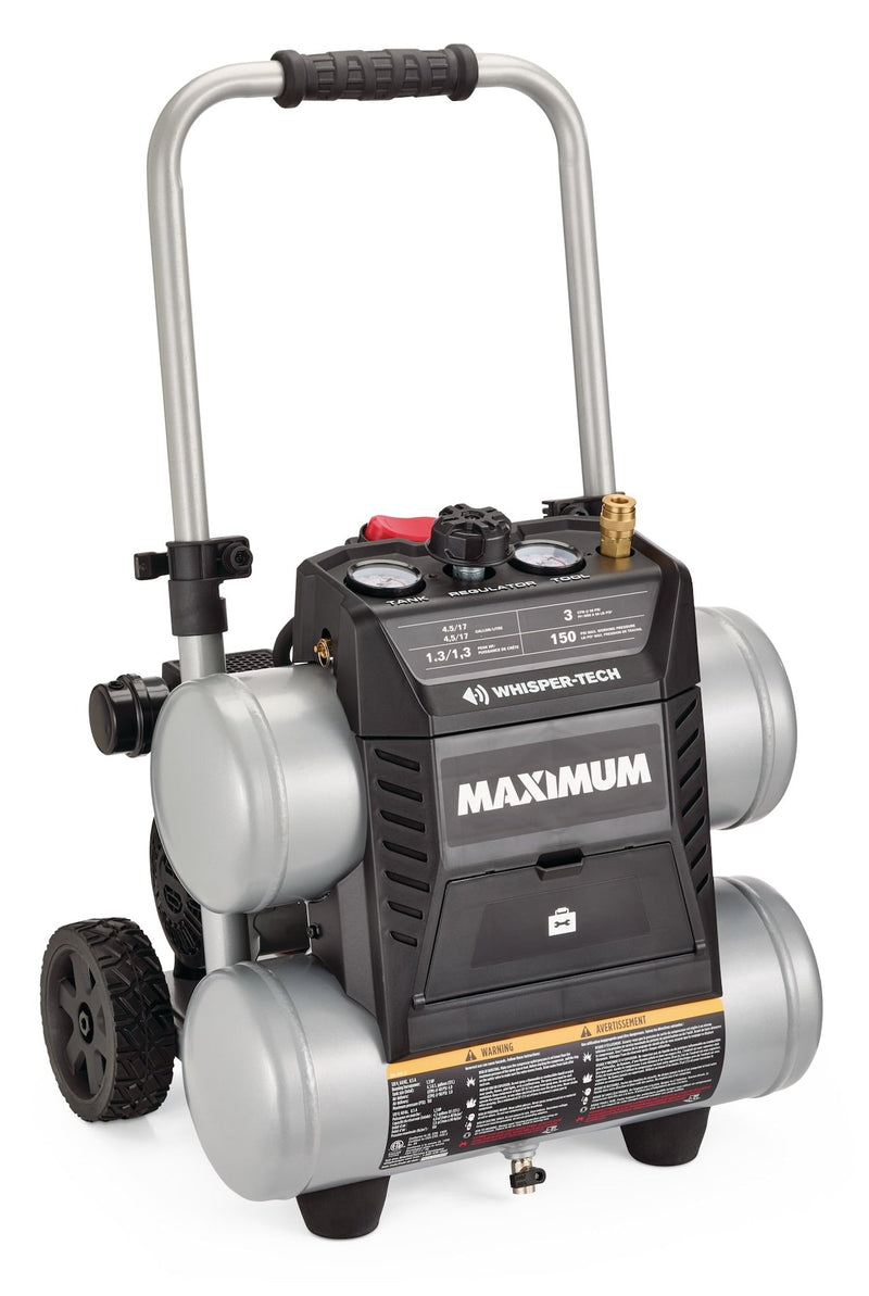 4.5-Gallon Quiet Air Compressor, 150 PSI, 1.3 HP A1J2