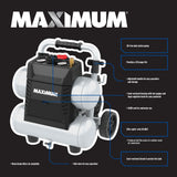 4.5-Gallon Quiet Air Compressor, 150 PSI, 1.3 HP A1J2 - product image 5