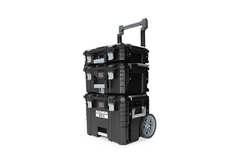 Brix Modular Portable Toolbox/Tool Storage System with Wheels, IP65, 23-in x 19-in x 33-in, 3-pc Q4F1