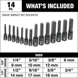 Hex Impact Socket & Bit Socket Set, 14-pc, SAE/Metric M9X7 - product image 5