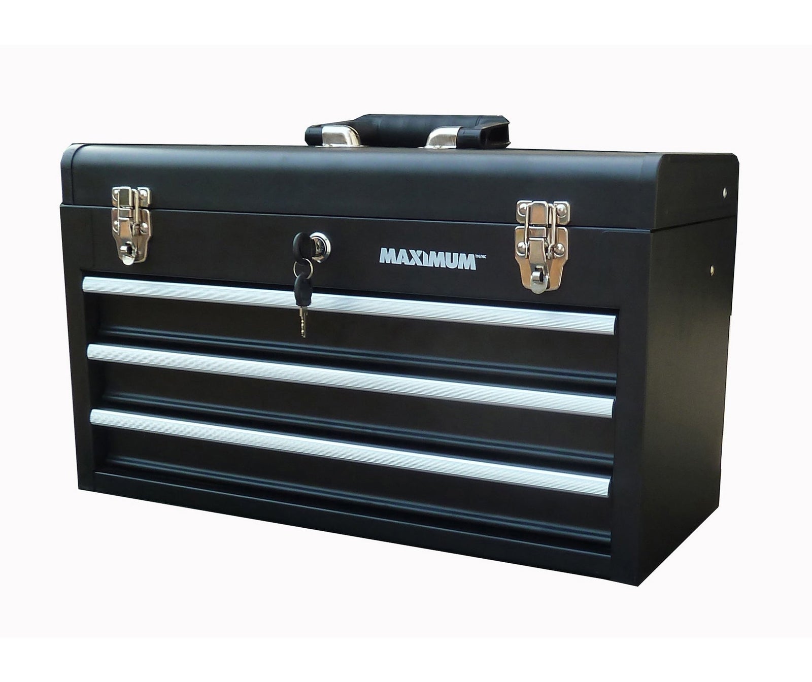 Portable Metal Tool Box with 3 Drawers, Black, 21-in U3D6 - product image 1