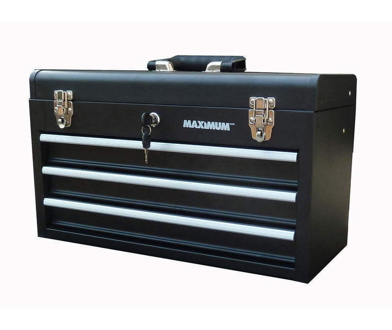 Portable Metal Tool Box with 3 Drawers, Black, 21-in U3D6