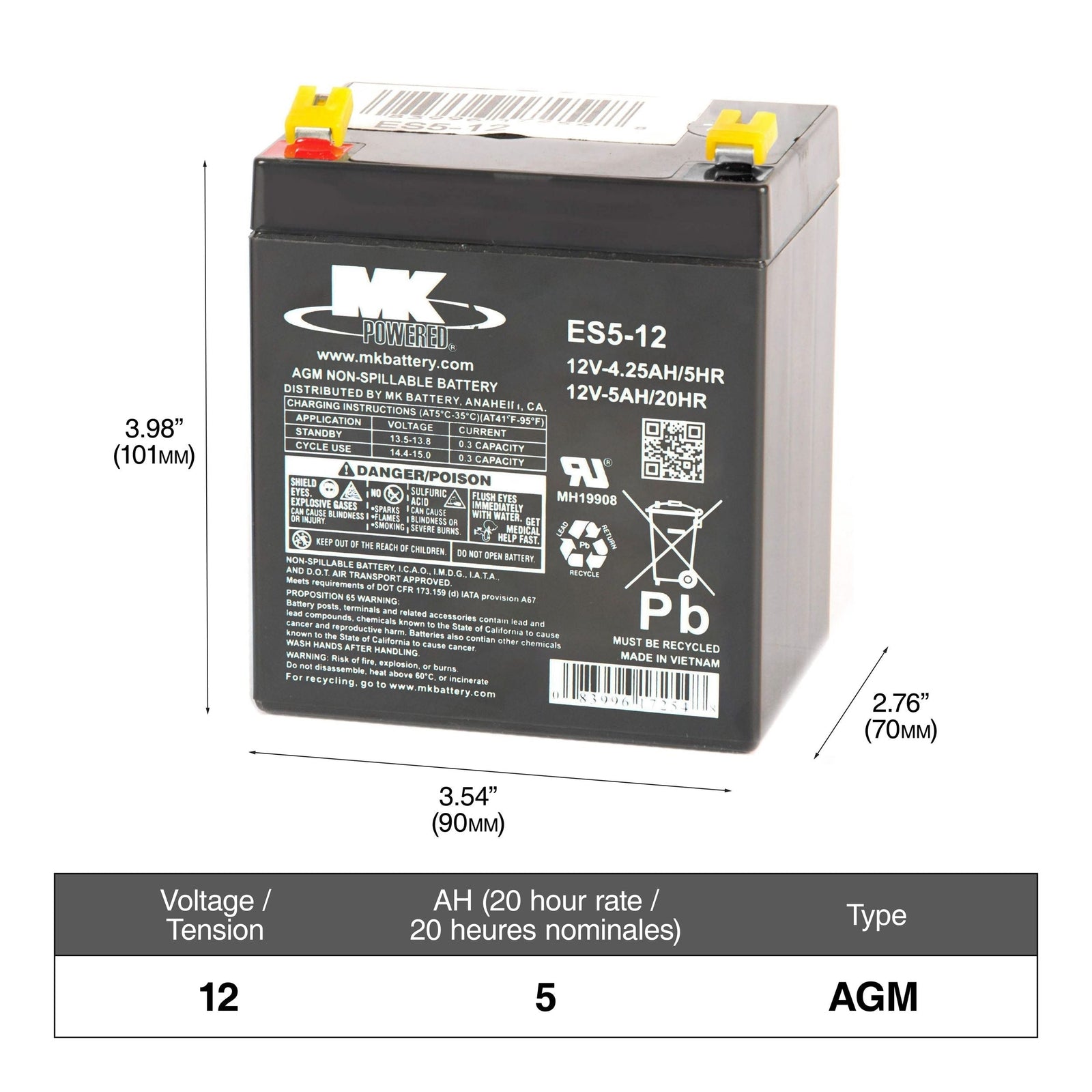 Battery 12-Volt 5 Ah SLA Battery, F2 Terminal P6V9 - product image 1