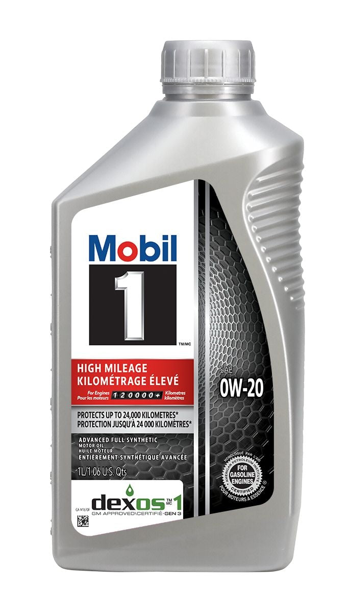 1 High Mileage 0W20 Synthetic Engine/Motor Oil, 1-L Y4C7