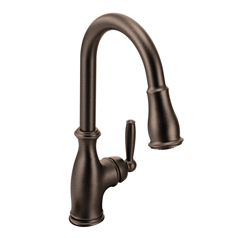Brantford Single Handle High Arc Pull Down Kitchen Faucet with Power Clean, Oil Rubbed Bronze Q5K4