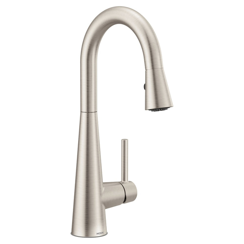 Sleek Single Handle High Arc Pull Down Spot-Resist Kitchen Faucet, Stainless Steel Q4L8