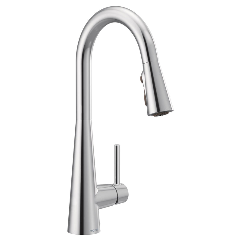 Sleek Single Handle High Arc Pull Down Sprayer Kitchen Faucet with Power Boost, Chrome Y7E9
