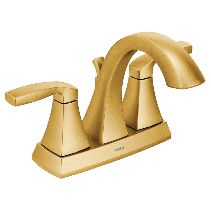 Voss Double Handle 4-in Centerset Bathroom Sink Faucet, WaterSense Certified, Brushed Gold W4Q7