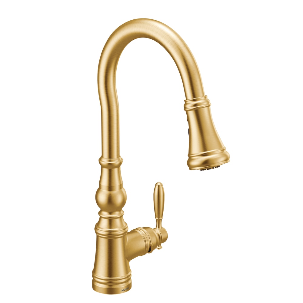 Weymouth Single Handle High Arc Pull Down Sprayer Kitchen Faucet with Power Boost, Brushed Gold E4I1 - product image 2