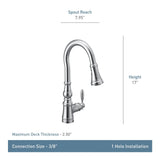 Weymouth Single Handle High Arc Pull Down Sprayer Kitchen Faucet with Power Boost, Brushed Gold E4I1 - product image 3