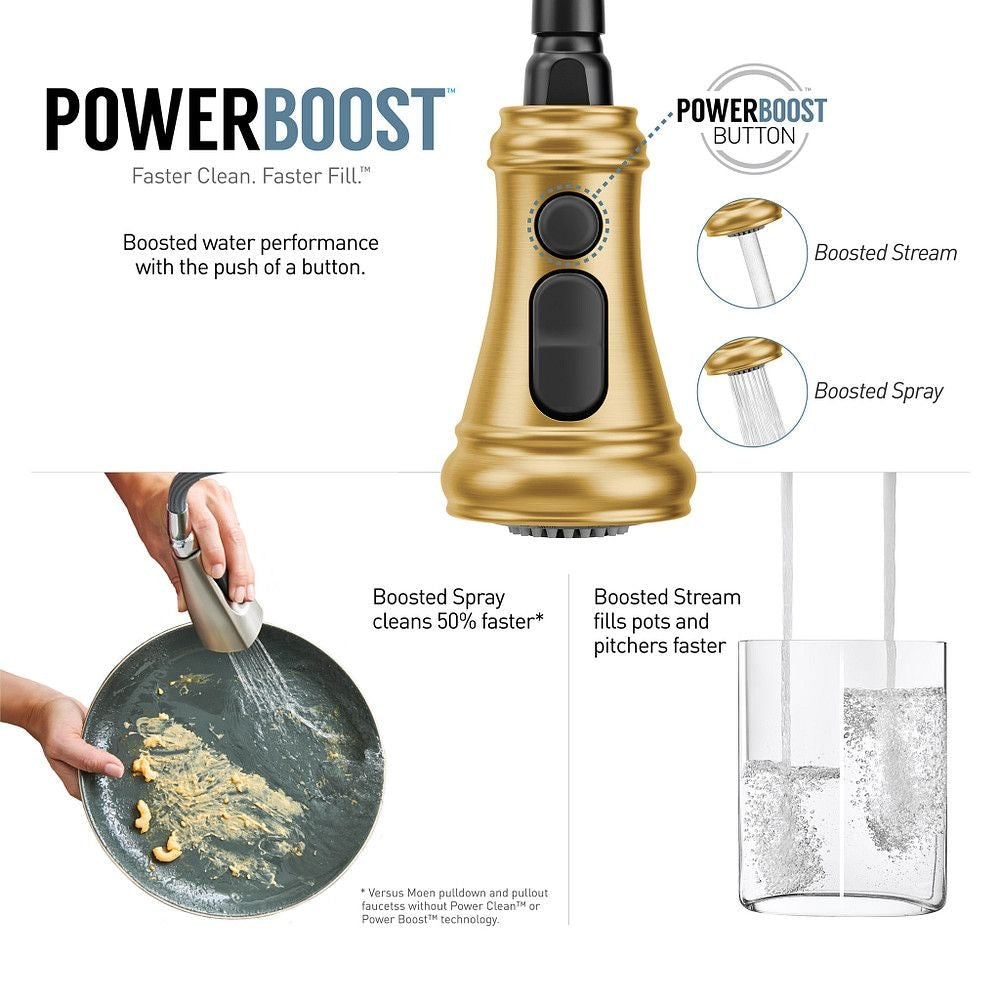 Weymouth Single Handle High Arc Pull Down Sprayer Kitchen Faucet with Power Boost, Brushed Gold E4I1 - product image 4