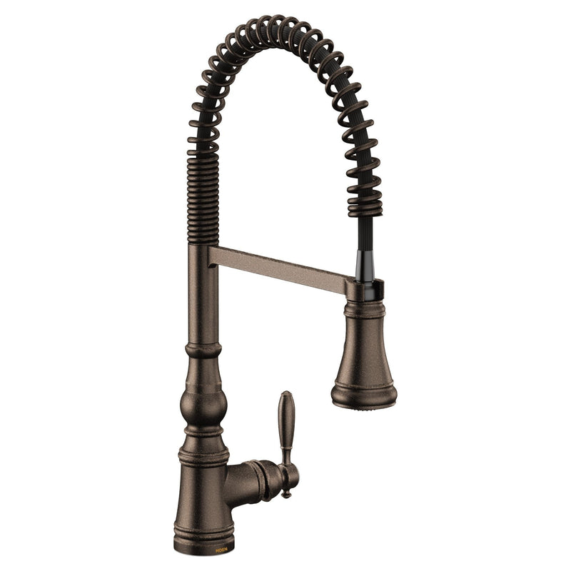 Weymouth Single Handle Pre-Rinse Spring Pull Down Sprayer Kitchen Faucet with Power Boost, Oil Rubbed Bronze H0I2