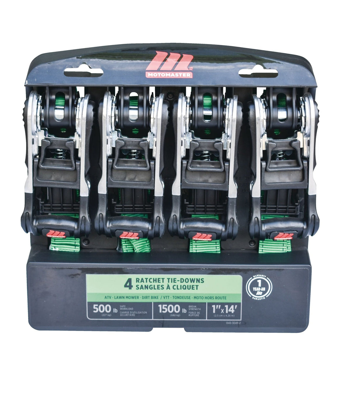1,500-lb Ratchet Tie Down, with Padded D-Handle, 1-in x 14-ft, 4-pk, Green K9T8 - product image 3