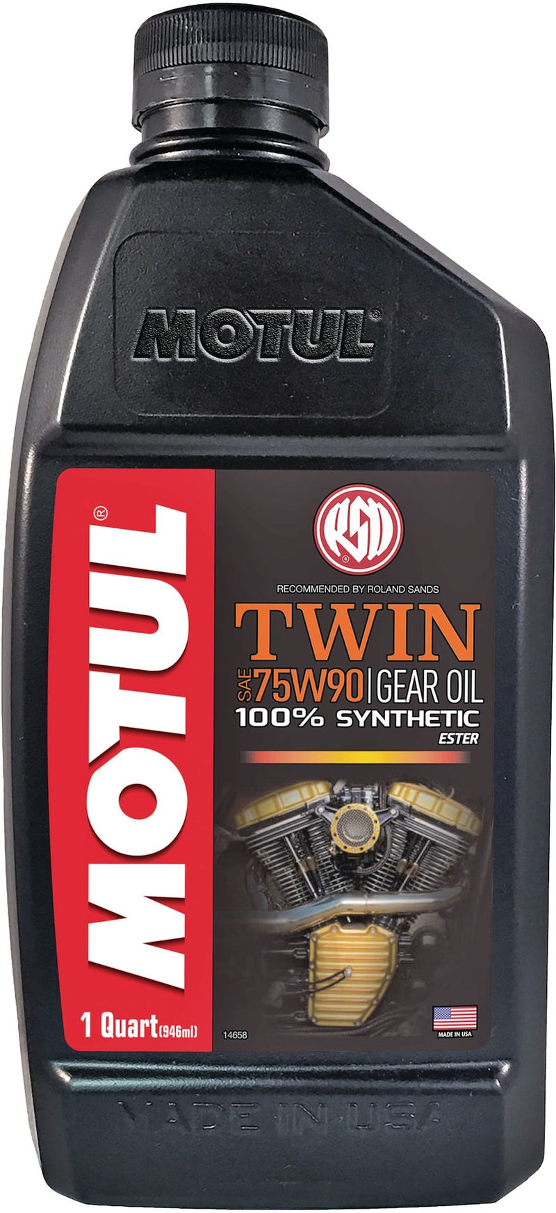 Twin Synthetic Gear Motorcycle Oil 75W90, 946-mL V2V4