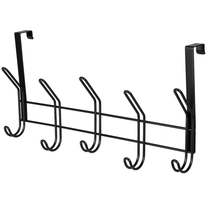 19" Over The Door Double Metal 5 Hook, Black N3N7