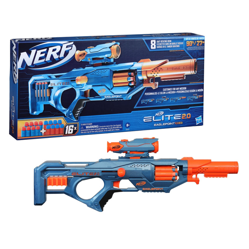Elite 2.0 Eaglepoint RD-8 Blaster, 8-Dart Drum, Detachable Scope and Barrel, 16 Darts, Ages 8+ Z1U1