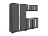 Bold 3.0 Series 24-Gauge Steel Garage Cabinetry Set with Bamboo Top, Partial Assembly, 96-in x 18-in x 72-in, 6-pc K5B2 - product image 1