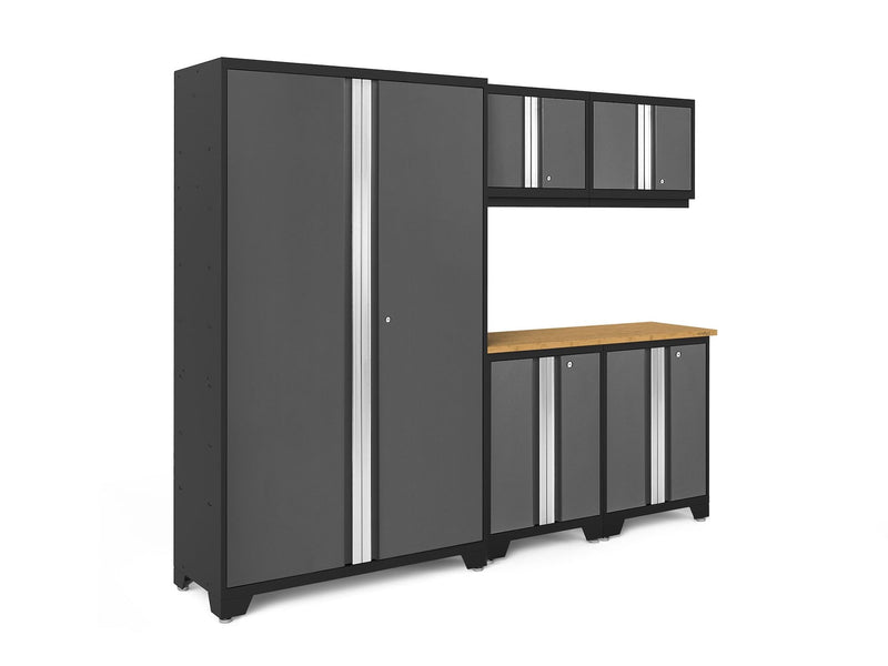 Bold 3.0 Series 24-Gauge Steel Garage Cabinetry Set with Bamboo Top, Partial Assembly, 96-in x 18-in x 72-in, 6-pc K5B2