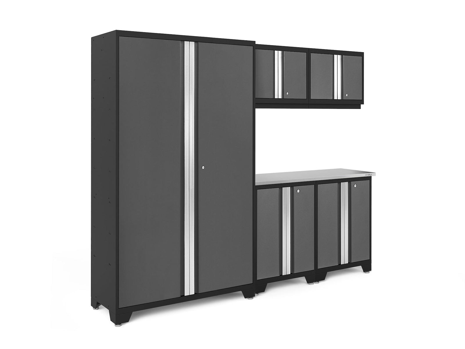 Bold 3.0 Series 24-Gauge Steel Garage Cabinetry Set with Stainless Steel Top, Partial Assembly, 96-in x 18-in x 72-in, 6-pc J9Z4 - product image 2