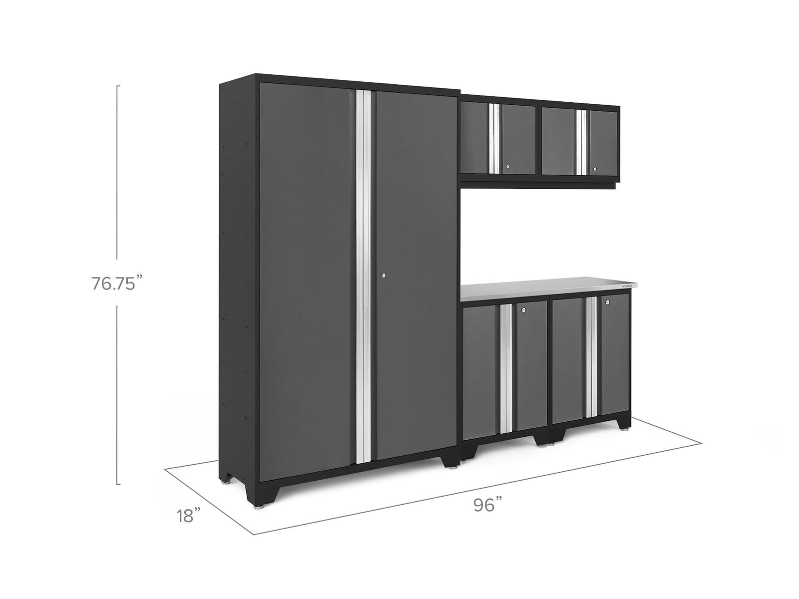 Bold 3.0 Series 24-Gauge Steel Garage Cabinetry Set with Stainless Steel Top, Partial Assembly, 96-in x 18-in x 72-in, 6-pc J9Z4 - product image 4