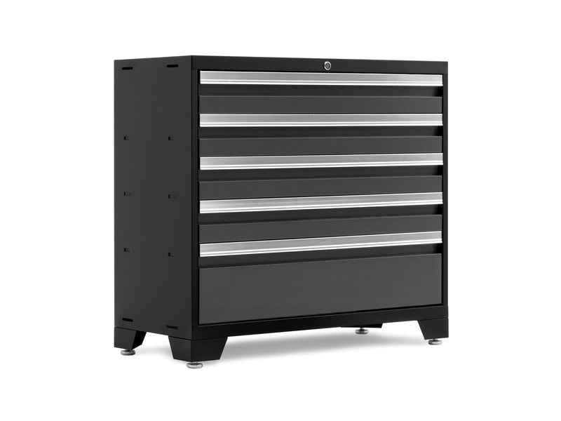 Bold 3.0 Series Lockable 5-Drawer Steel Tool Cabinet with Adjustable Legs, Fully-Welded, Black/Grey, 36-in Z6R7