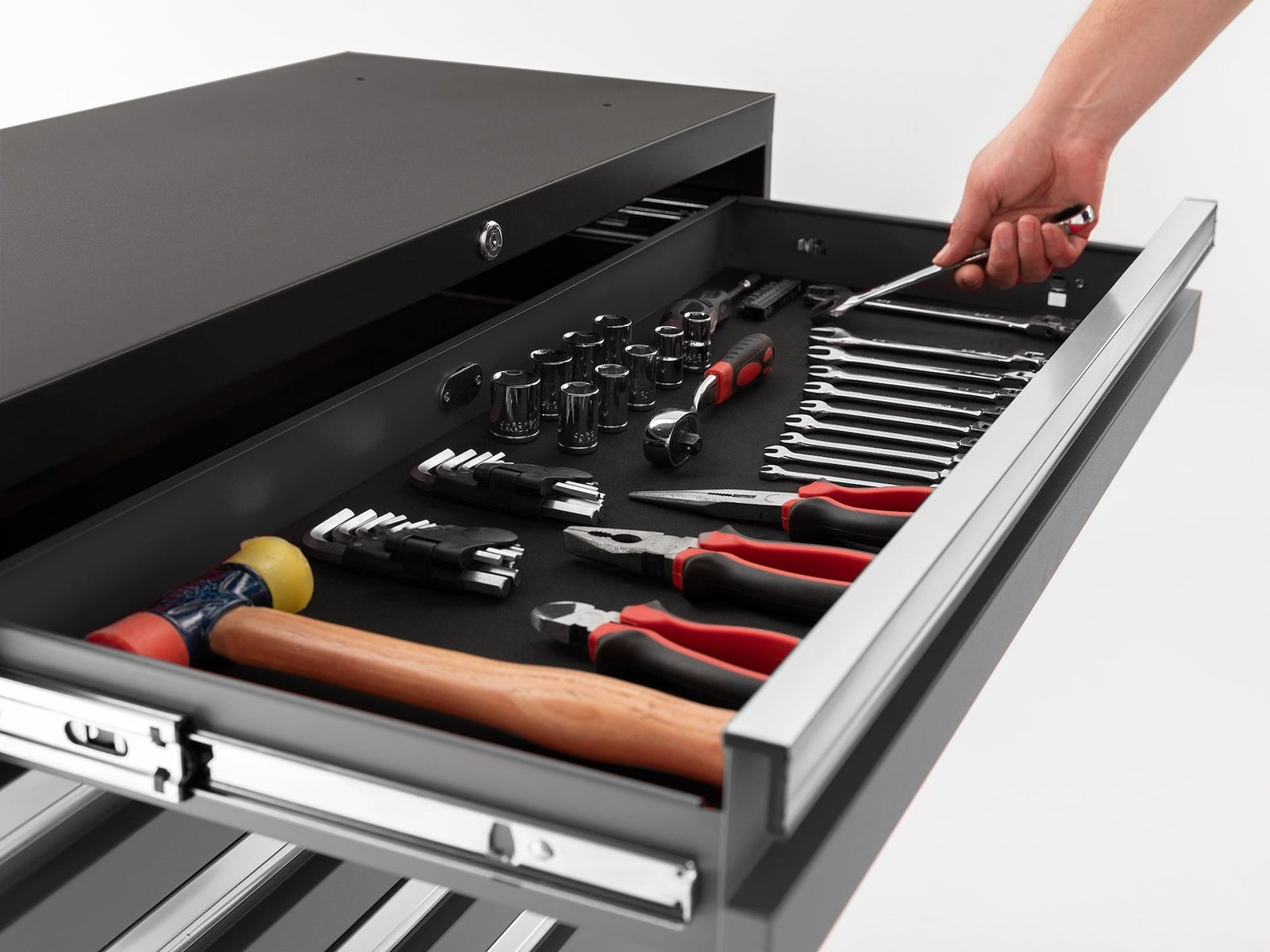 Bold 3.0 Series Lockable 5-Drawer Steel Tool Cabinet with Adjustable Legs, Fully-Welded, Black/Grey, 36-in Z6R7 - product image 3