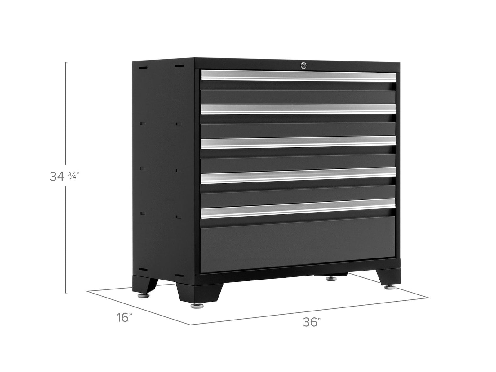 Bold 3.0 Series Lockable 5-Drawer Steel Tool Cabinet with Adjustable Legs, Fully-Welded, Black/Grey, 36-in Z6R7 - product image 4