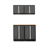 Bold Series Lockable 24-Gauge Steel Garage Cabinetry Set with Bamboo Top, Black/Grey, 48-in x 18-in x 76.75-in, 5-pc G3O7 - product image 1