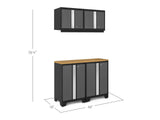 Bold Series Lockable 24-Gauge Steel Garage Cabinetry Set with Bamboo Top, Black/Grey, 48-in x 18-in x 76.75-in, 5-pc G3O7 - product image 2