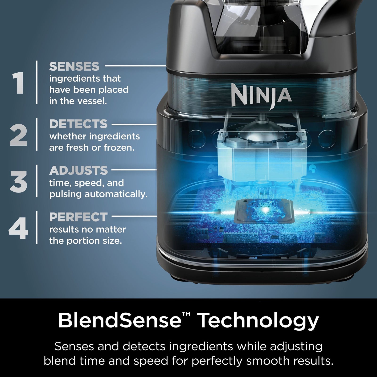 BlendSense Duo Blender with 72-oz Full-Size Pitcher & Pre-Set Programs, Includes Two 24-oz Single-Serve Cups, 1800W U3F1 - product image 3
