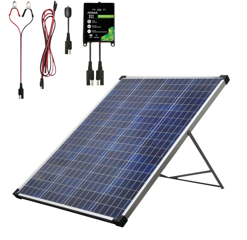 100 Watt, 12V Crystalline Solar Panel Kit with Stand and Charge Controller Q5X3