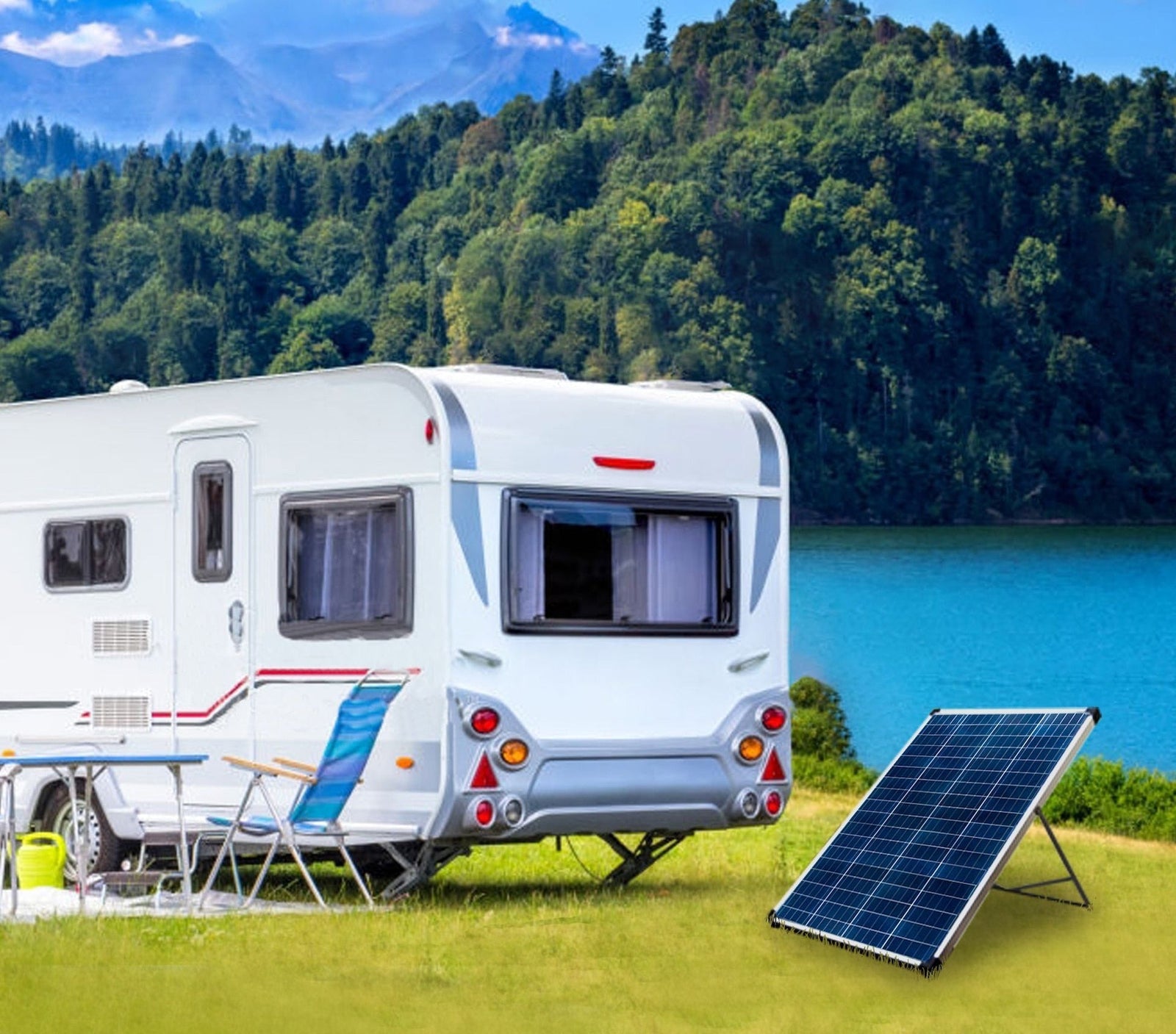 100 Watt, 12V Crystalline Solar Panel Kit with Stand and Charge Controller Q5X3 - product image 4