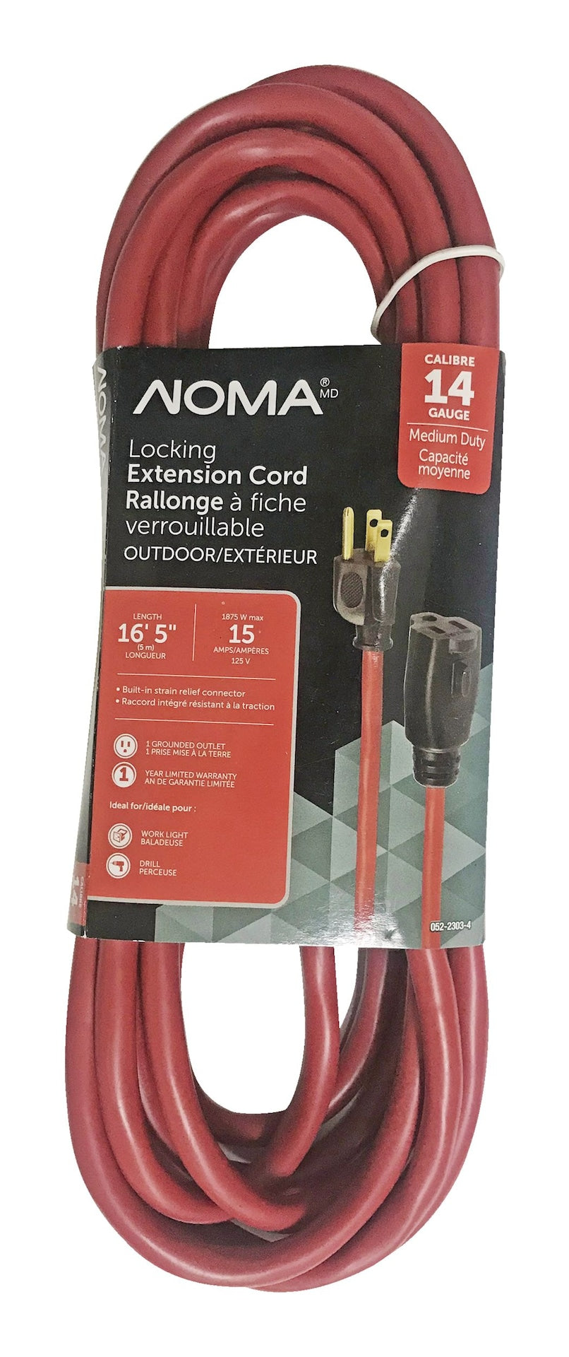 16-ft 5-in 14/3 Outdoor Extension Cord with Grounded Outlet and Locking Connector, Red X8K0 - product image 1