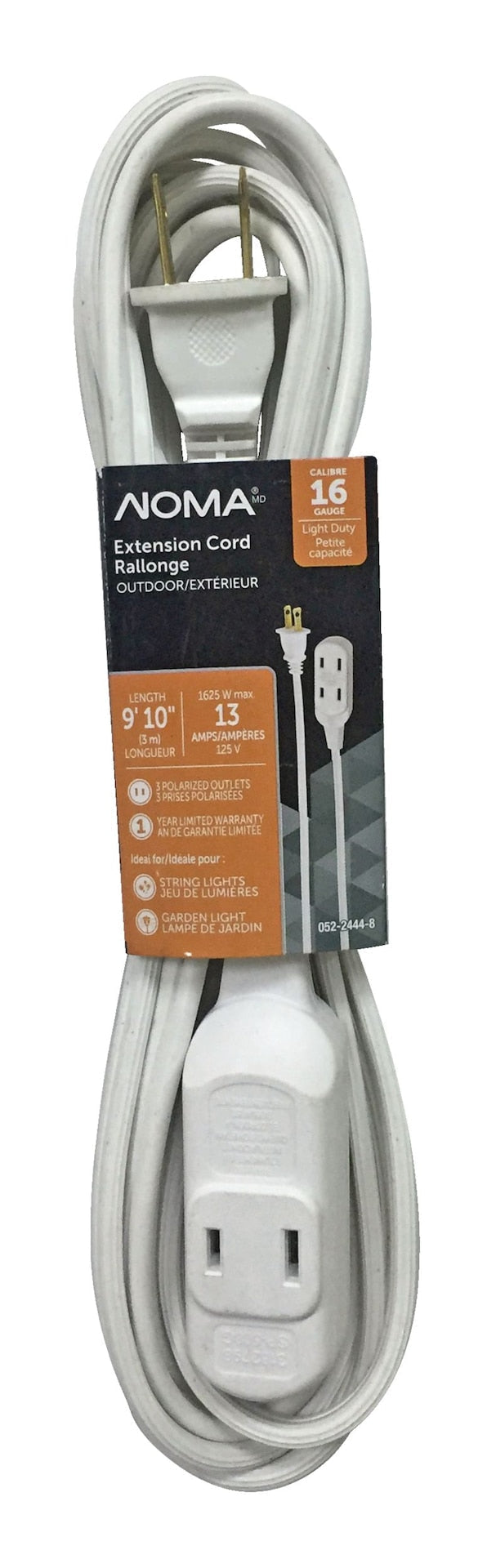 16/2 Outdoor Extension Cord with 3 Outlets, White J6F6 - product image 1