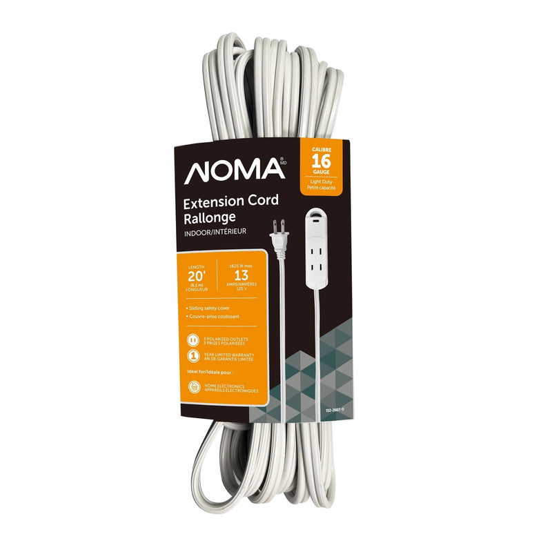 20-ft 13A 3-Outlet/1-USB-C Light-Duty 16-Gauge White Indoor Extension Cord Y0B7