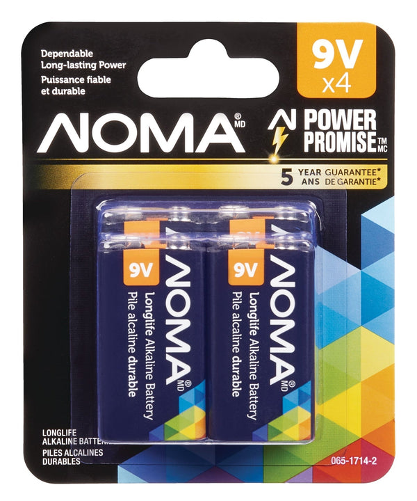 9V/9 Volt Alkaline Batteries, All Purpose, Long Lasting, 4-pk E4T4