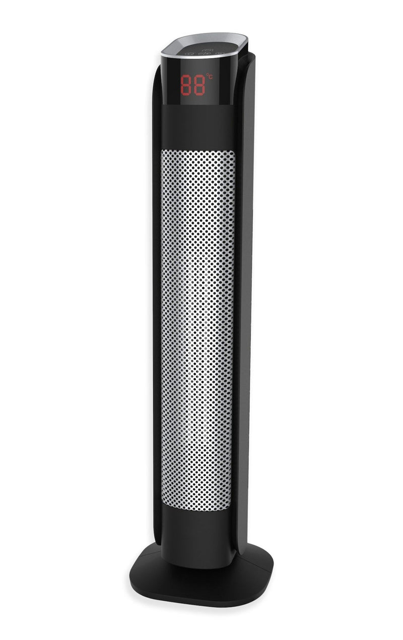 Oscillating Tower Ceramic Heater withRemote Control & Thermostat, 1500W, Black, 30-in U7V5