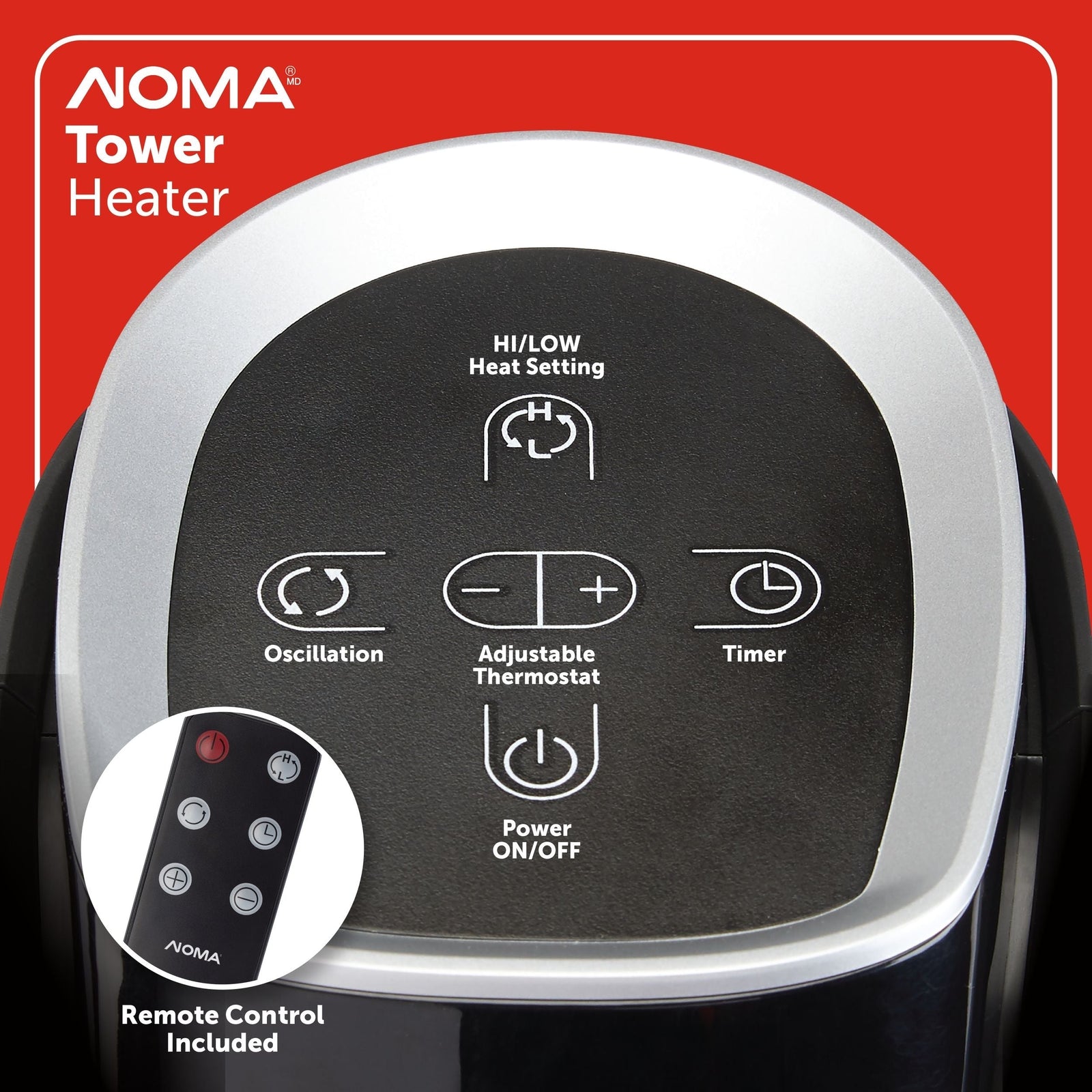 Oscillating Tower Ceramic Heater withRemote Control & Thermostat, 1500W, Black, 30-in U7V5 - product image 4