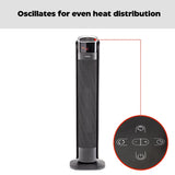 Oscillating Tower Ceramic Heater withRemote Control & Thermostat, 1500W, Black, 30-in U7V5 - product image 8