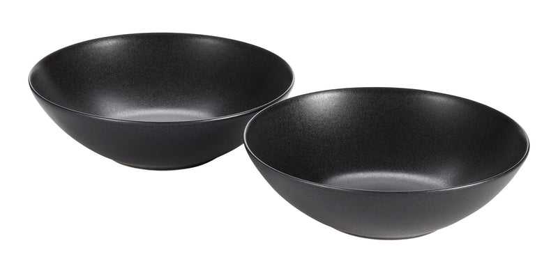 Dorset Large Coupe Stoneware Bowl Set, Oven Safe, 2-pk, Black Reactive N0J3
