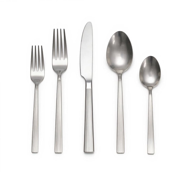 Pinette Refined Rib Mirror Finish Stainless Steel Flatware Set, Serves 12, 60-pc O0M0