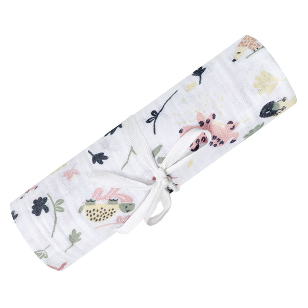 Cotton Muslin Baby Swaddle Blanket, Jungle Lotus P5Z8